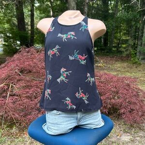Ladaleh Vibrant Black Tank Top with Colorful Horse Design- Tank Top- Ruffle Smal
